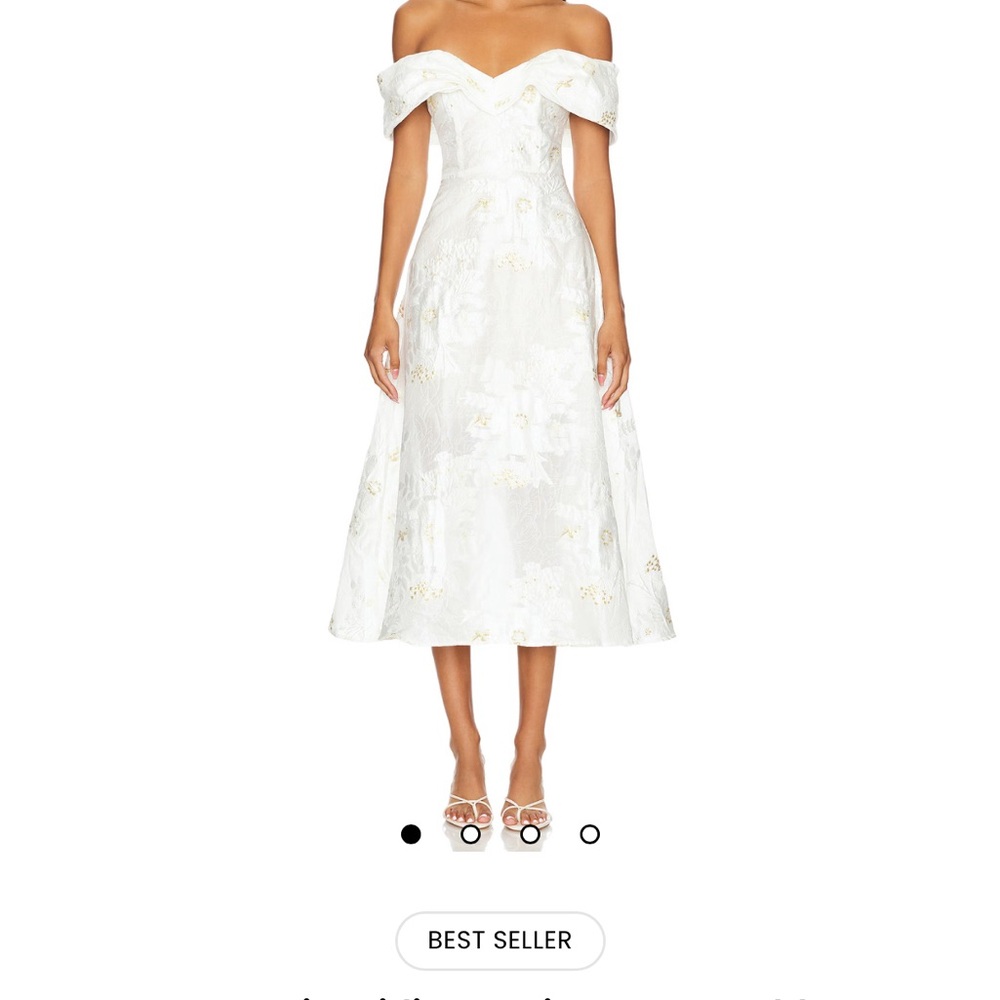 Elliatt Octavia Midi Dress in Ivory & Gold